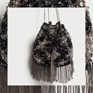 Zara Beaded Star Evening Bucket Bag